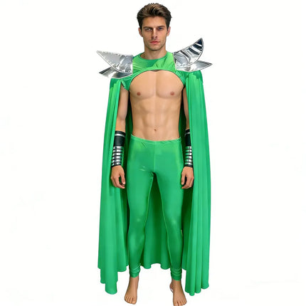 Futuristic Wing Shoulder Bodysuit & Trailing Cape Dance Performance Costume Set