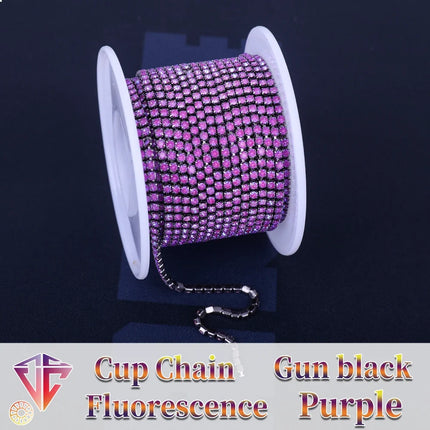 The Stardust Fluorescent Stream – Premium AAAA Glass Fluorescent & Mocha Rhinestone Cup Chain Trim