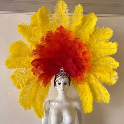 The Stardust Dionysia – Elegant Faux Fur & Rhinestone Samba Carnival Headdress