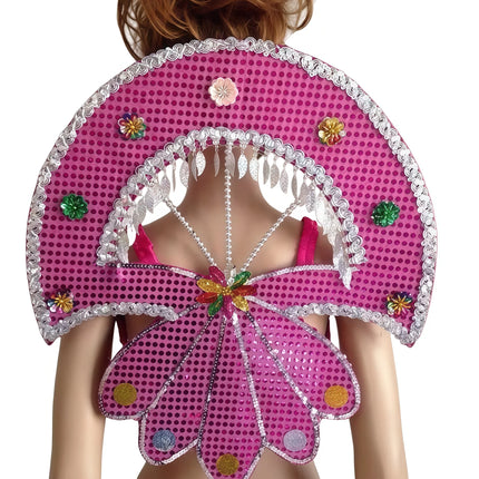 Sequined Butterfly-Style Costume Backpiece with Draped Chain