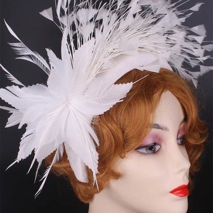 25cm Feather Floral Ribbon Fascinator Headband Kentucky Derby Cocktail Tea Party Hat