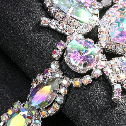 Oversized Crystal Rhinestone Hand Harness Bracelet Drag Queen Catwalk Stage Jewelry
