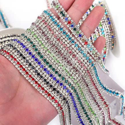 The Stardust Triple Crown – 3-Row Glass Crystal Rhinestone Cup Chain Trim