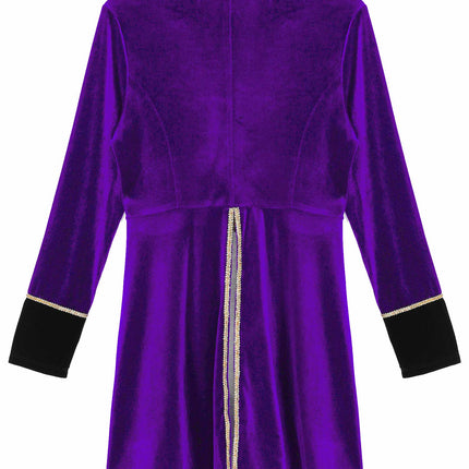 Velvet Circus Ringmaster Gold-Trimmed Swallow-Tail Blazer Coat