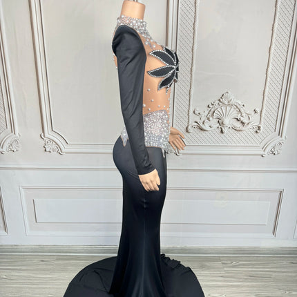 Rhinestone Floral Embroidered Mermaid Gala Gown & Trailing Evening Dress