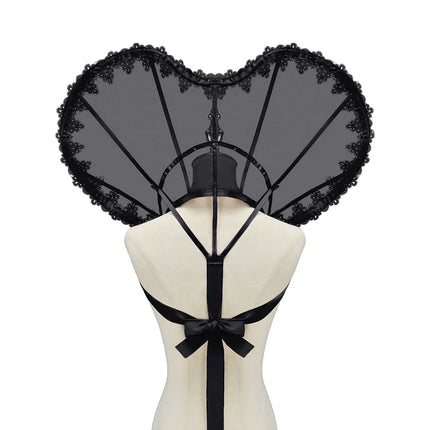 Heart-Shaped Standing Lace Medici Collar Gothic Queen Elizabeth Boned Neckpiece