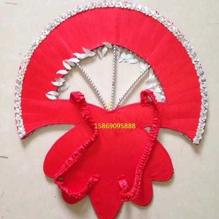 Sequined Butterfly-Style Costume Backpiece with Draped Chain
