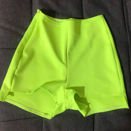Fluorescent Neon Green High-Waisted Pole Dance & Gogo Hot Shorts Costume