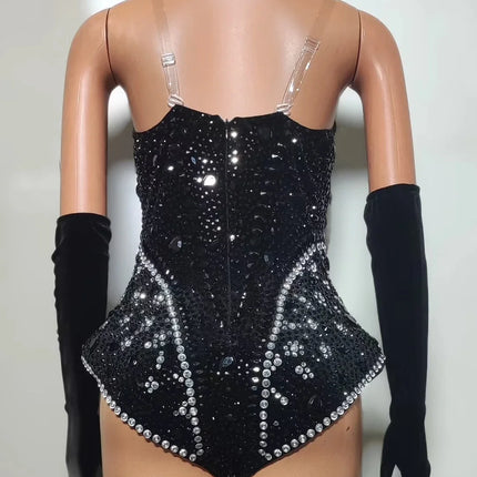 Western Cowboy Showgirl Bodysuit, Hat & Gloves 3-Piece Stage Costume Set
