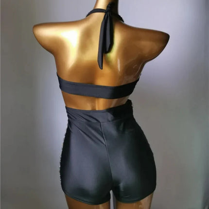 3-Piece Crystal Bra & Mesh Cover-Up Set – Luxury Rhinestone Bikini, Sling Dress & Gauze Skirt Ensemble for Festivals & Beach Clubs