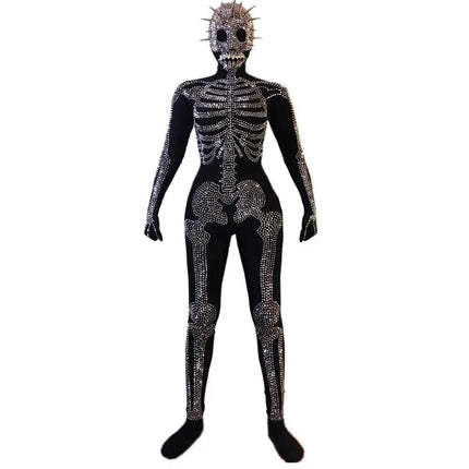 The Stardust Midnight Macabre – Rhinestone Skeleton Performance Bodysuit