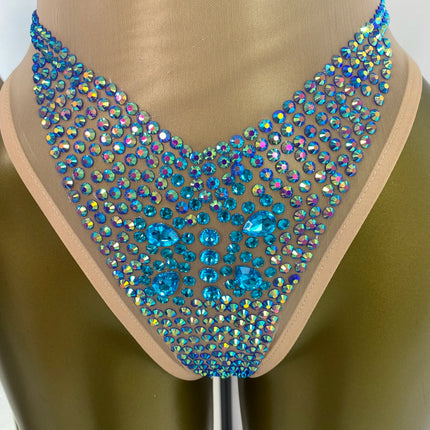 Geometric Rhinestone Mesh Performance Bodysuit