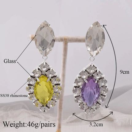 Rhinestone Water Drop Pendant Necklace & Earring Set