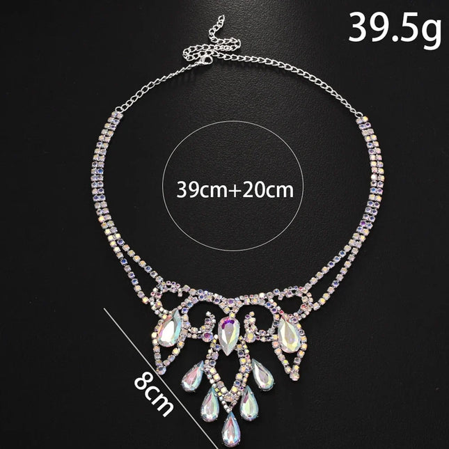 AB Rhinestone Water Drop Necklace