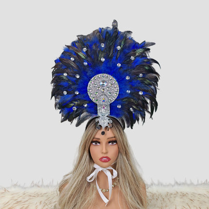 Women's Rhinestone Studded Carnival Feather Headdress & Cosplay Crown