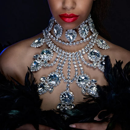 Large Crystal Drop Pendant Necklace