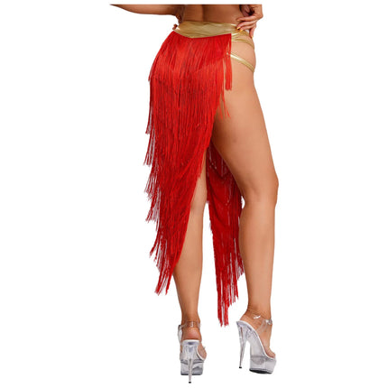 Women Cleopatra Egyptian Queen Cosplay Costume Belly Dancing Indian Dance Tassel Skirt Built-in Briefs for Halloween Carnival