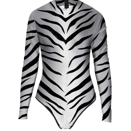 Animal Print Long Sleeve Cutout Bodysuit Sexy Stage Dance & Festival Wear