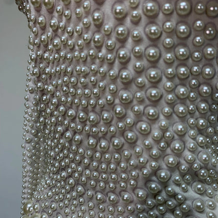 Luxury Pearl Long Sleeve Spandex Stretch Bodysuit Evening Stage Performance Costume
