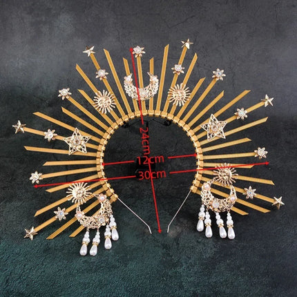 Sunburst Spike Sun Crown-Moon Star Greek Goddess Gold Halo Headband