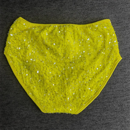 High-Waist Sequined Disco Briefs & Stage Performance Hot Pants