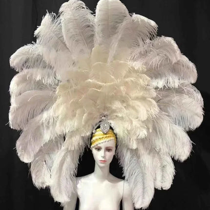 The Stardust Dionysia – Elegant Faux Fur & Rhinestone Samba Carnival Headdress