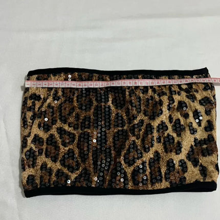 Sequined Top & High-Waist Leopard Print Shorts 2-Piece Gogo Dance Set