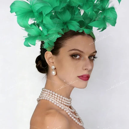 25cm Feather Cocktail Fascinator Headband Kentucky Derby Tea Party Pillbox Hat