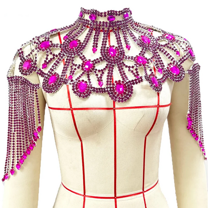 Rhinestone Necklace Shoulder Tassel Body Jewelry