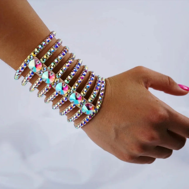 AB Rhinestone Crystal Wrap Tier Bracelet