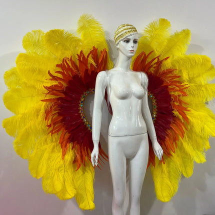 Two-Tone Feather Wing Backpiece Stage Costume Accessory