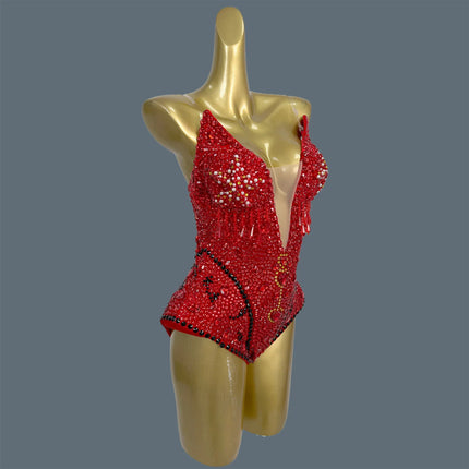 Western Cowboy Showgirl Bodysuit, Hat & Gloves 3-Piece Stage Costume Set
