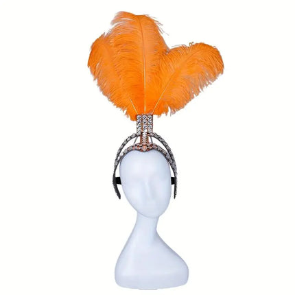 Ostrich Feathered Rhinestone Headpiece