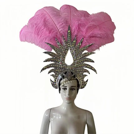The Stardust Majestic Feather Crown – Carnival & Cabaret Stage Headdress