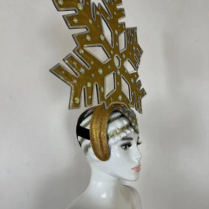 The Stardust Dionysia – Gold Snowflake Starburst Carnival & Masque Ball Crown