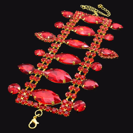 Red Rhinestone Gold Bracelet