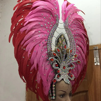 Feather headdress samba costume carnival halloween party bar performance hat makeup dance wings parade