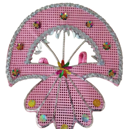 Sequined Butterfly-Style Costume Backpiece with Draped Chain