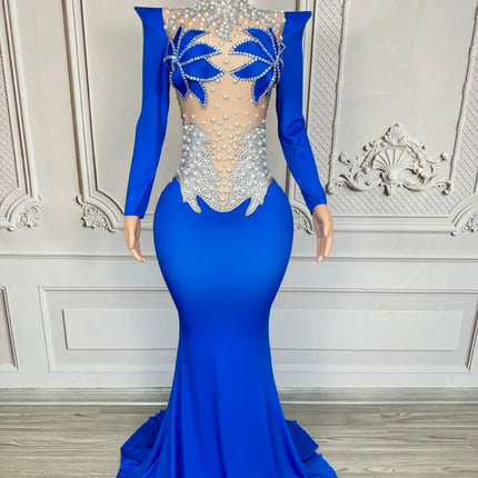 Rhinestone Floral Embroidered Mermaid Gala Gown & Trailing Evening Dress