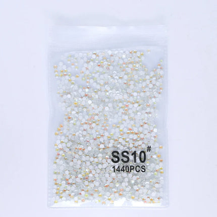 SS6-SS30 Mocha Shimmer White Glass Flatback Non-hotfix Rhinestones