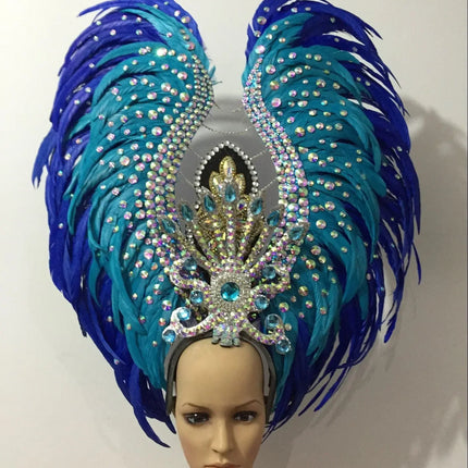 Feather headdress samba costume carnival halloween party bar performance hat makeup dance wings parade