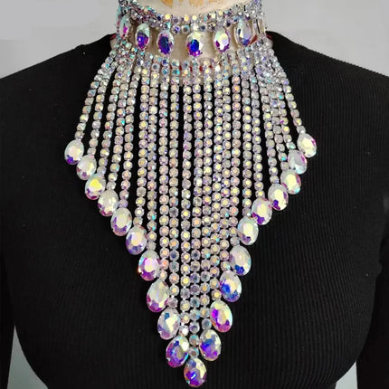 Rhinestone Tassel Fringe Necklace