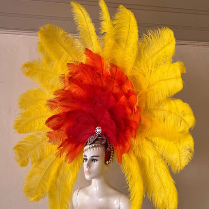 The Stardust Dionysia – Elegant Faux Fur & Rhinestone Samba Carnival Headdress