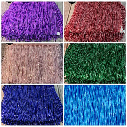 Long Glass Rhinestone Beaded Fringe Trim