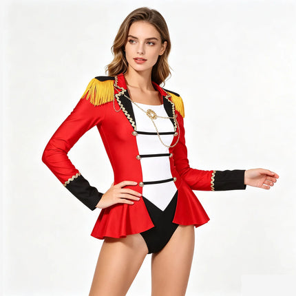 Women's Circus Ringmaster Long Sleeve Skirted Bodysuit Costume