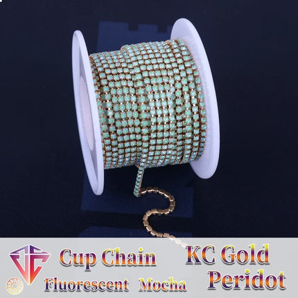 The Stardust Fluorescent Stream – Premium AAAA Glass Fluorescent & Mocha Rhinestone Cup Chain Trim