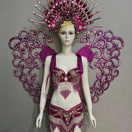 Jewel-Toned Feathered Wings and Headdress Set