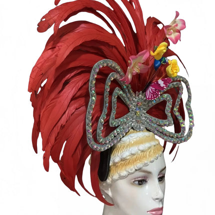 Feather headdress samba costume carnival halloween party bar performance hat makeup dance wings parade