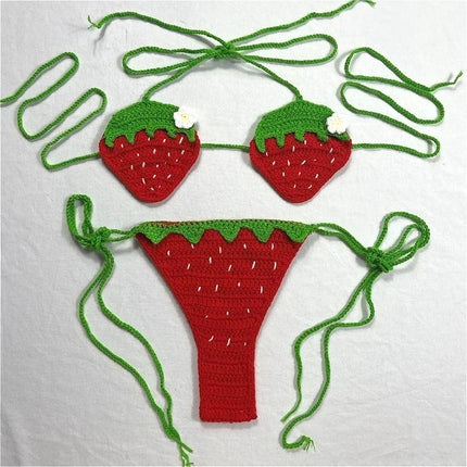 The Stardust Tropicana Knit Bikini – Retro Fruit Novelty Showgirl Set