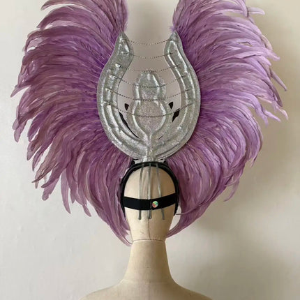 The Stardust Aurora Feather Headdress – Light Purple Cabaret & Carnival Crown